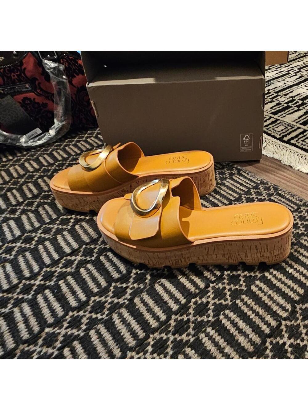 Franco Sarto Women's Orange and Tan Sandal